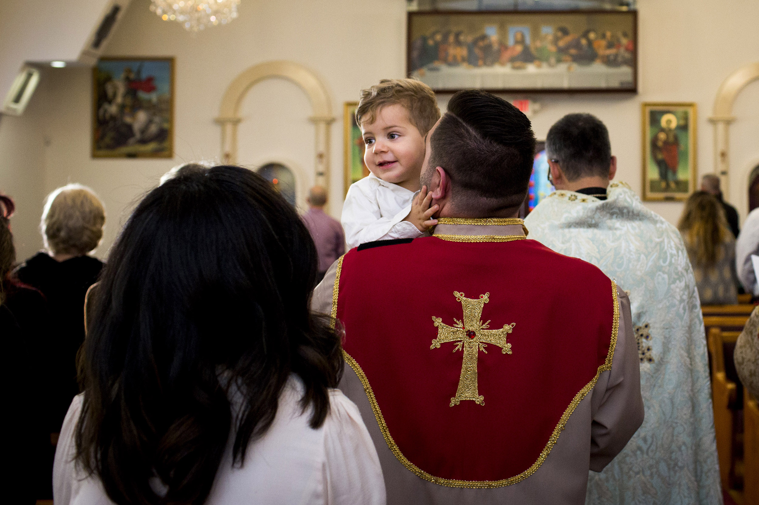 Armenian baptism photos by Los Angeles photographer, Heather DeCamp at Saint Sarfis Armenian Apostolic Church of Pasadena and little white church