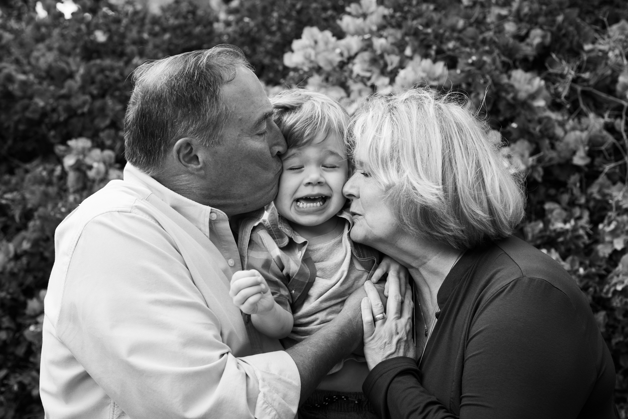 black and white grandparents with grandson in los angeles