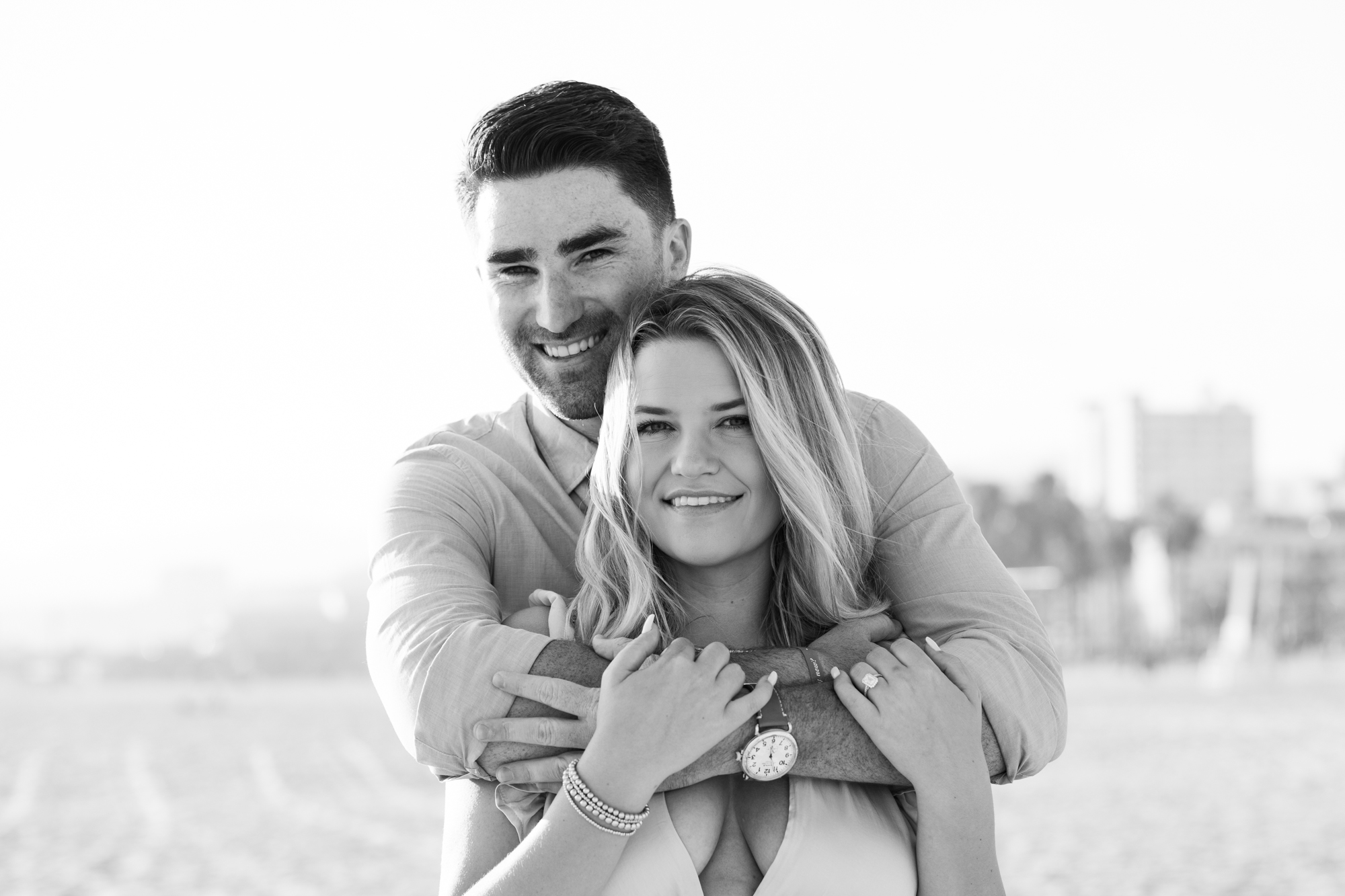 newly engaged couple in Los Angeles