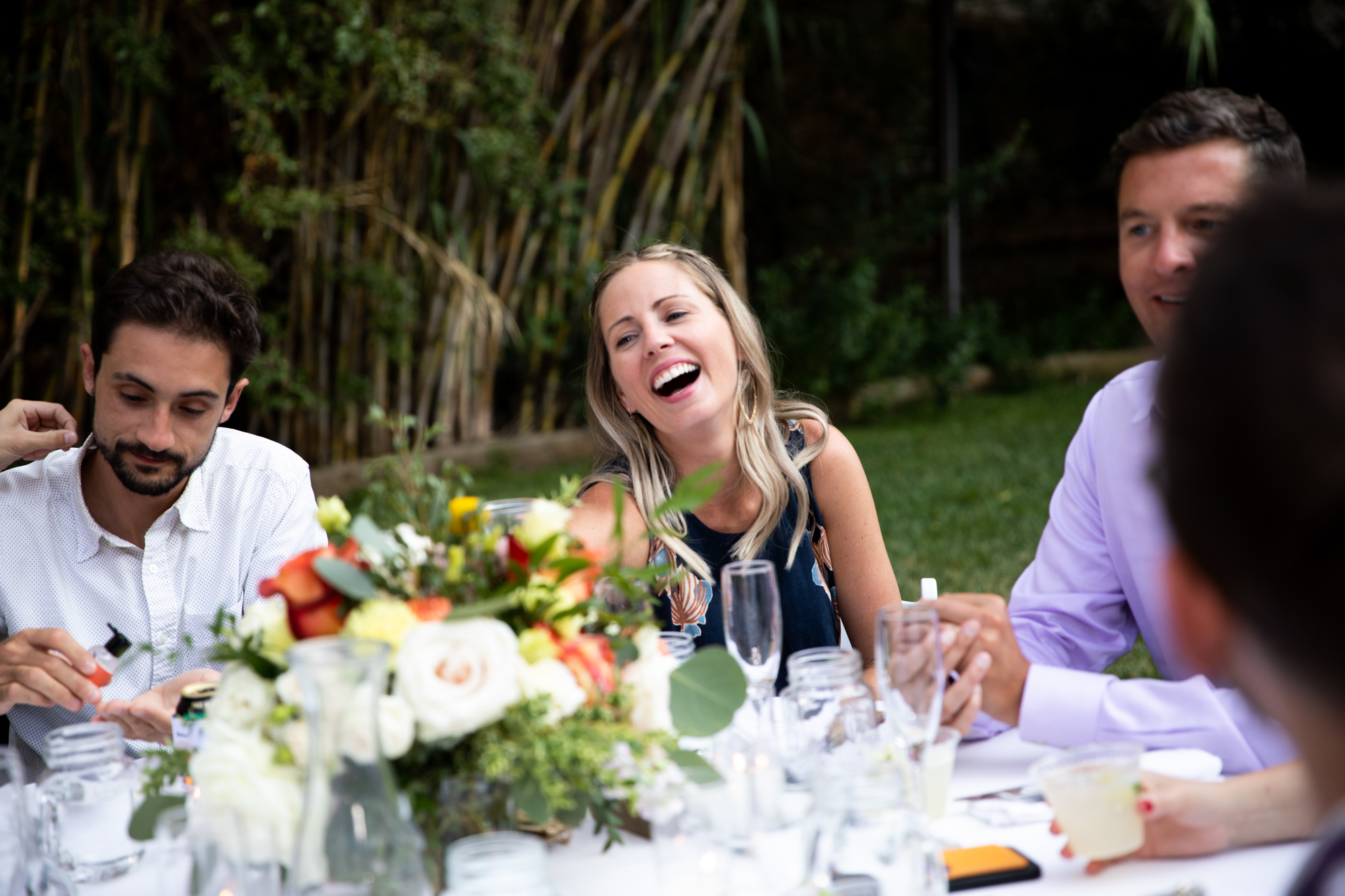 laughter outdoor wedding toast