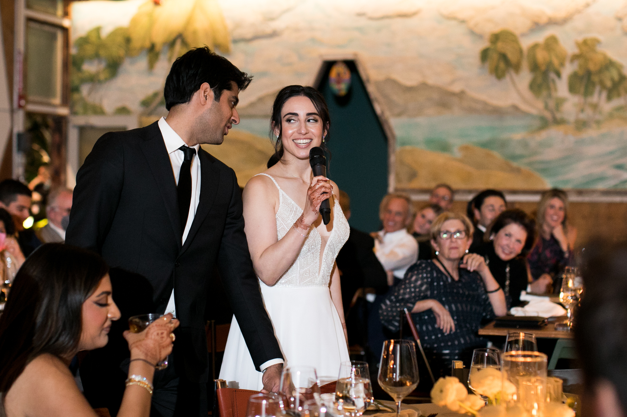 bride and groom give wedding speech los angeles