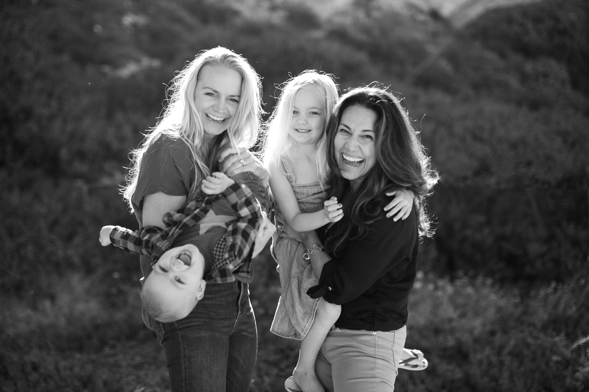 black and white family photography at Leo Carrillo State Beach